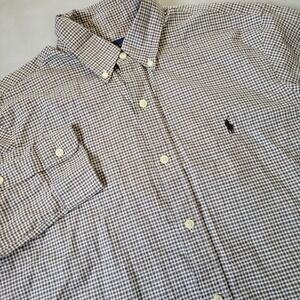 Polo Ralph‎ Lauren Men's M Medium Long Sleeve Lightweight Brown Check Shirt